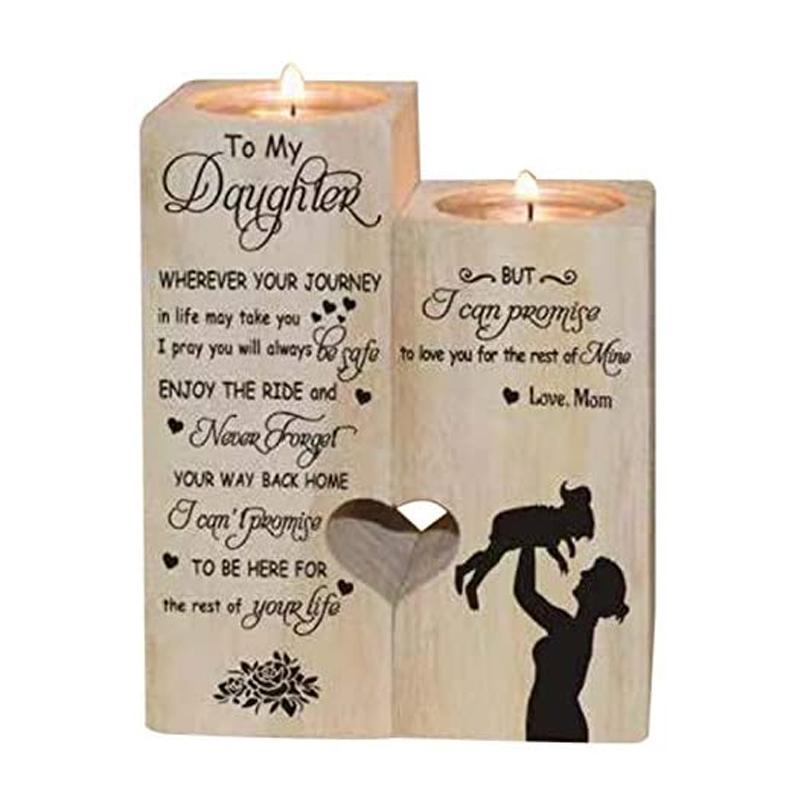 Wooden heart candle holder