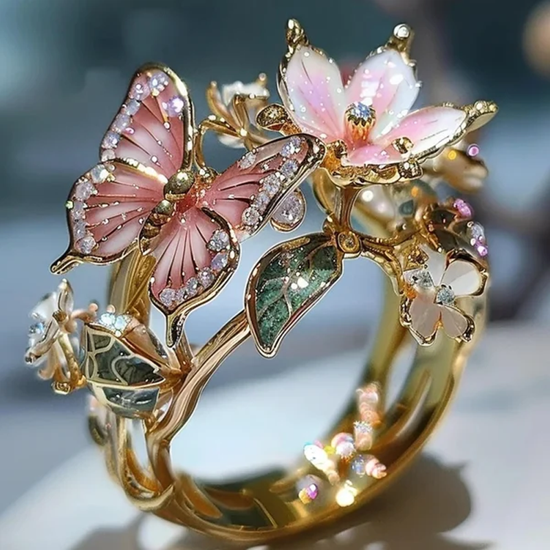 Butterfly flower ring