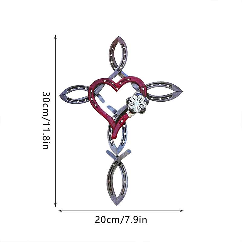Natural Horseshoe Cross with Heart