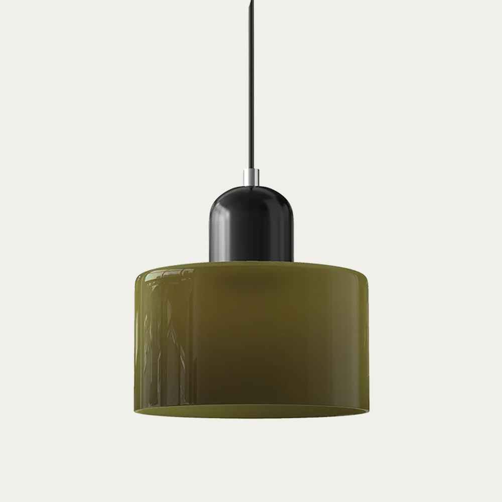 Glass light in subtle colors of the kitchen