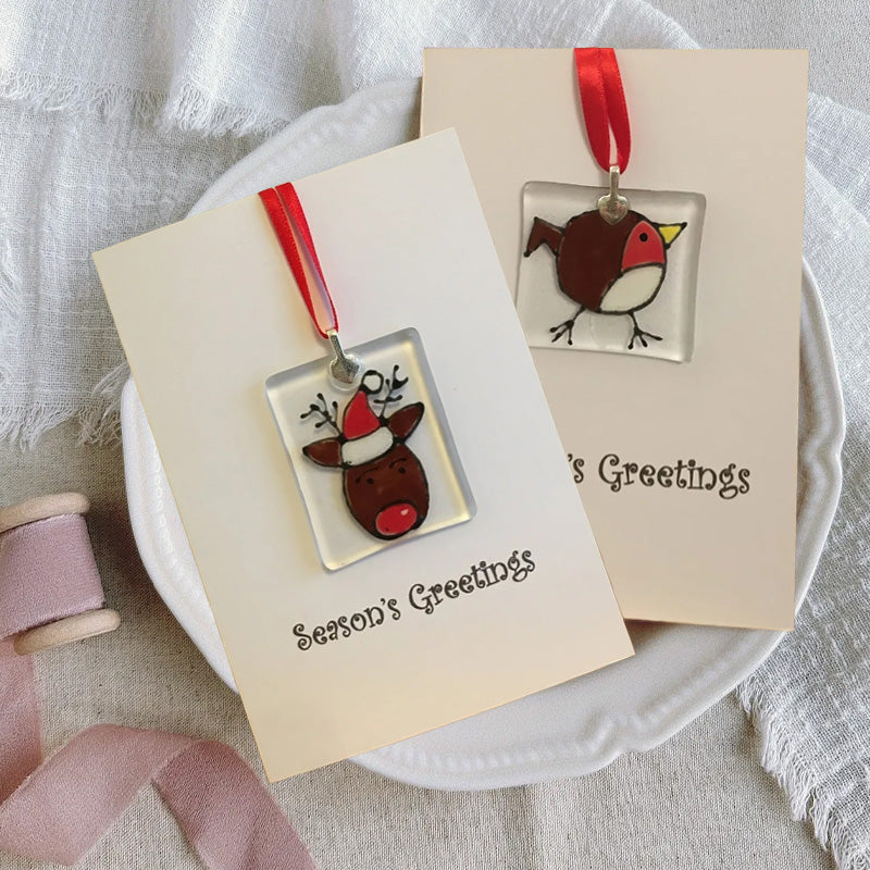 Handmade Christmas card ornaments