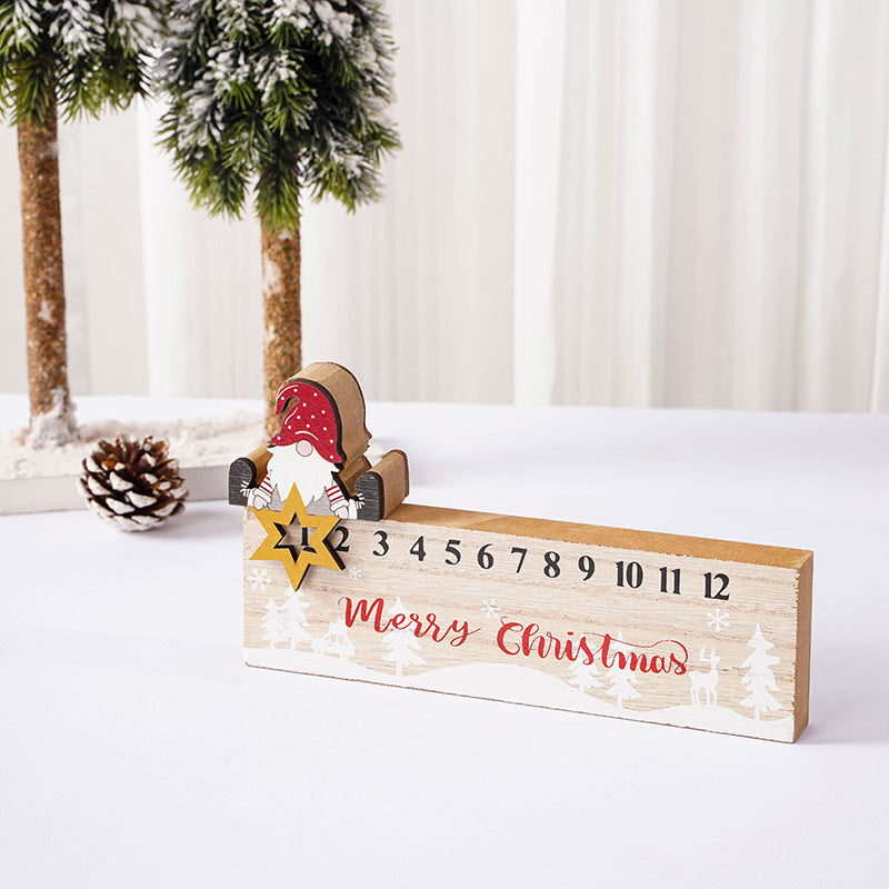 Merry Christmas Wooden Mobile Santa Claus Calendar Ornament