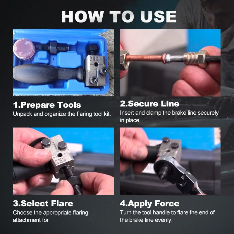 Universal tool for flaring brake lines for cars