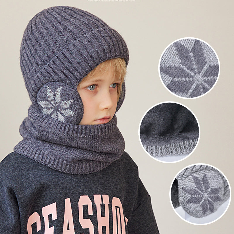 Kids Winter Fleece Scarf Suit Knit Hat