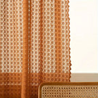 Amber Glow Boho Crochet Window Curtain Panel