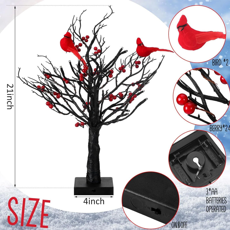 Atmospheric Light Tree with Red Birds – Flexible LED Decoration Tree