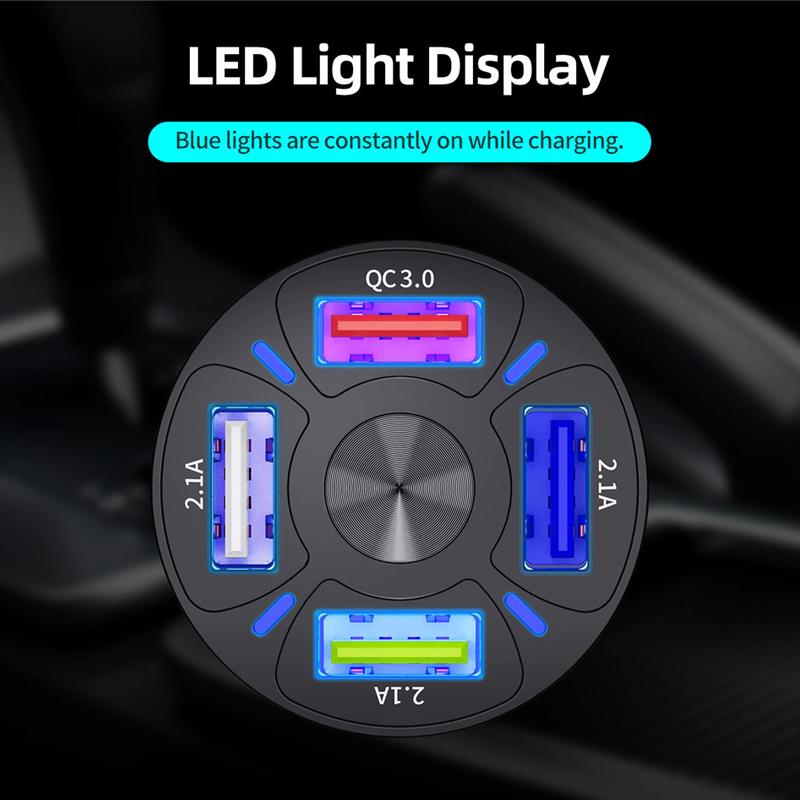 4 Ports USB Car Charger Fast Charging
