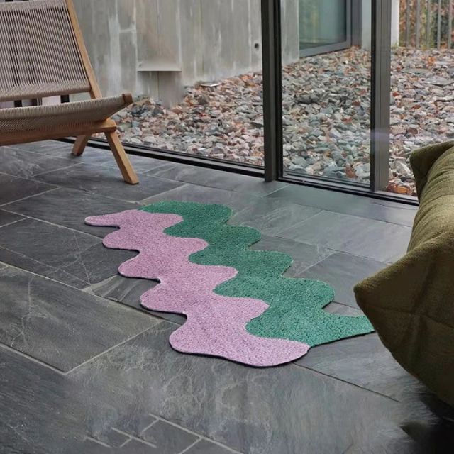 Abstract Color Block Rug made of Cotton-Polyester