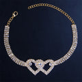 Double Love Heart Rhinestone Anklet
