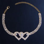 Double Love Heart Rhinestone Anklet