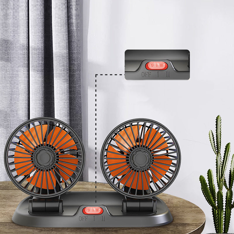 Mini swivel fan with double head for the car