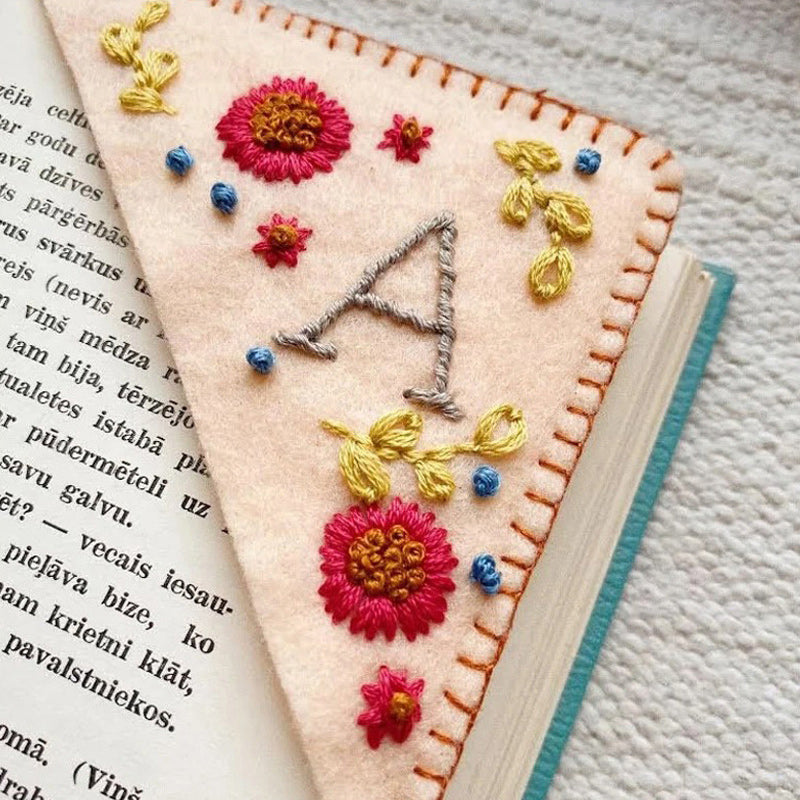 Personalized hand-stitched corner bookmark