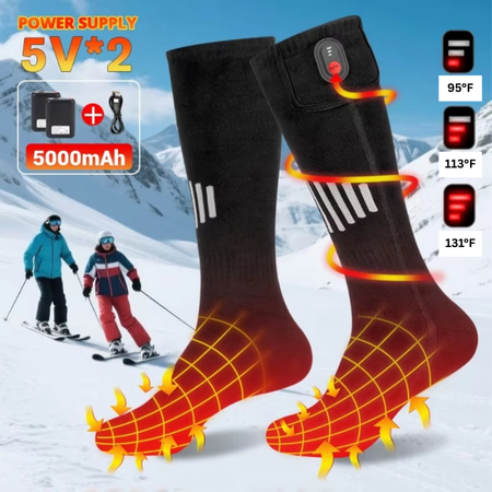 Rechargeable USB Heated Socks with Electric Thermal Warming for Cold Weather