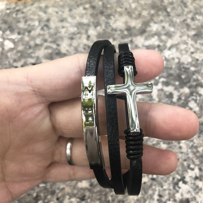 Multi-layered cross bracelet