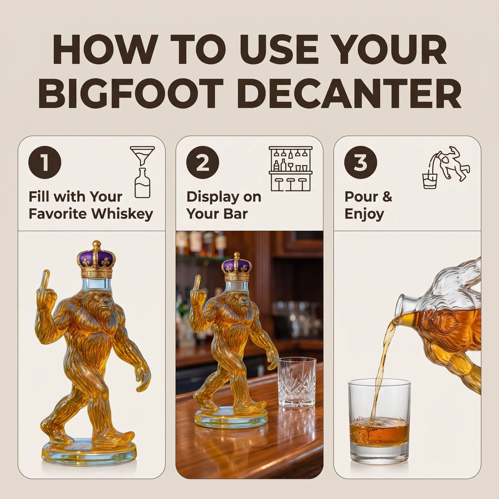 Whiskey Decanter Funny Bigfoot Glass Bottle
