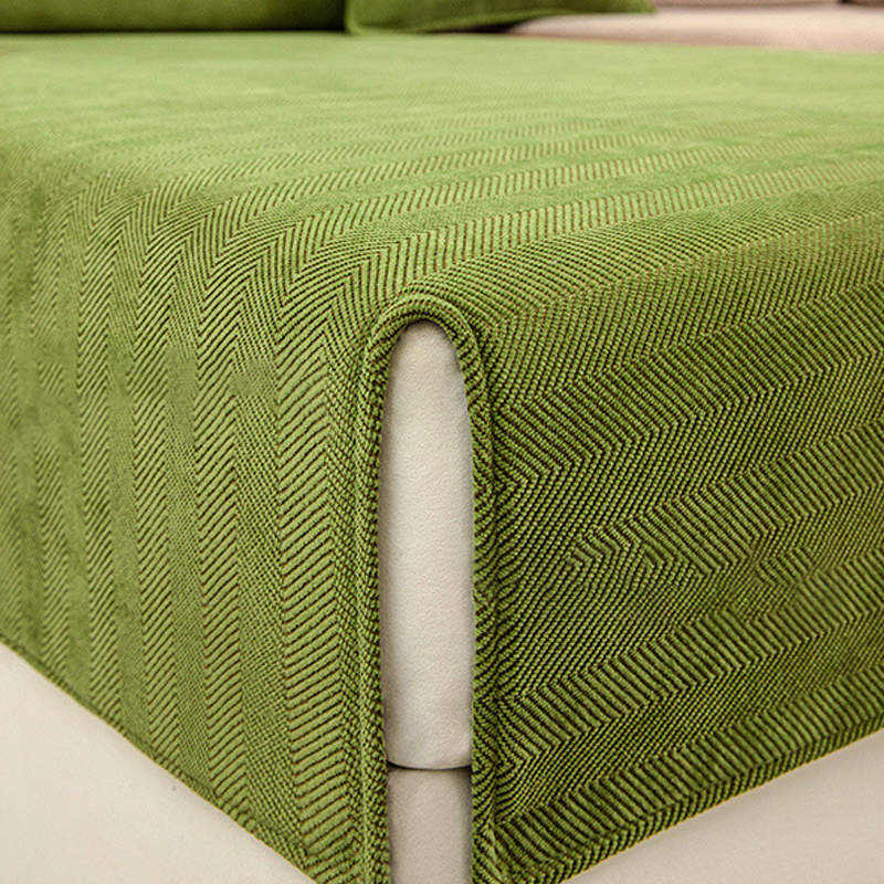 Wavy Check Chenille Fabric Furniture Protector Sofa Cover