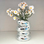 Mirror-clad disco vase with retro charm and modern flair