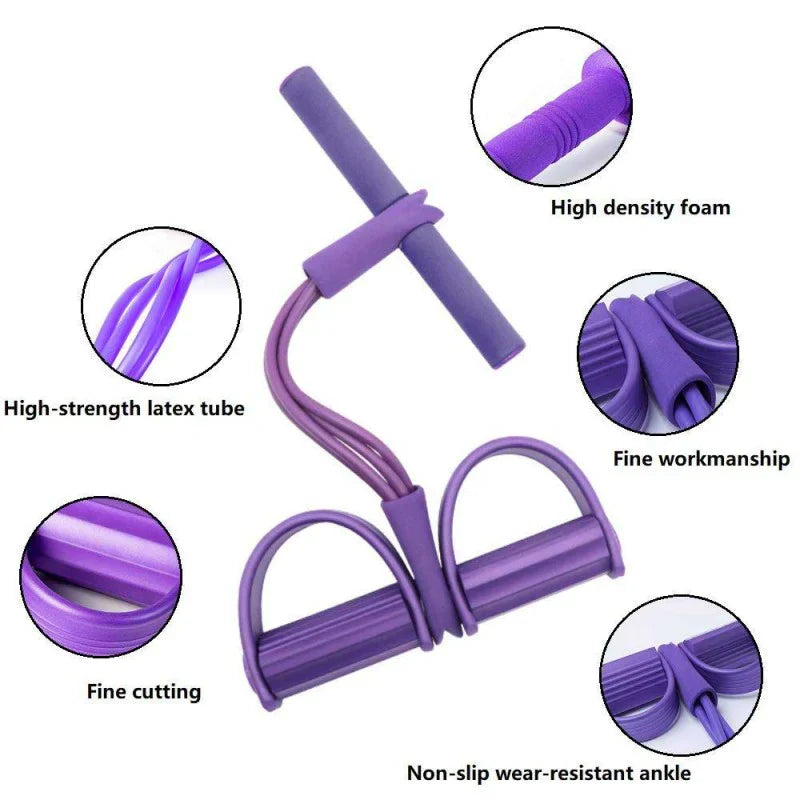 Pull-Rope Ab Exerciser with Pedals and Resistance Band