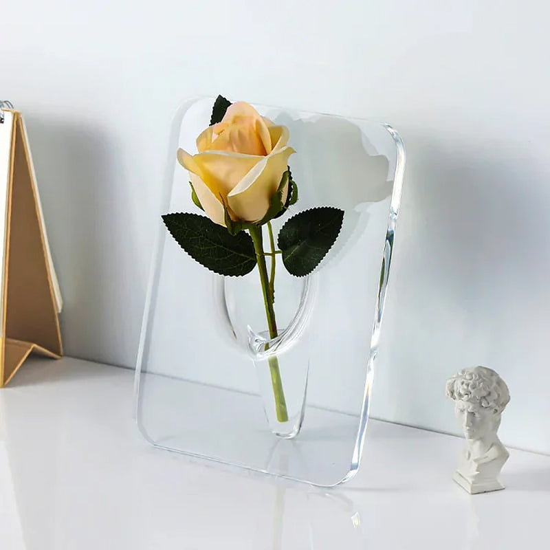 Photo Frame Vase Desk Flower Arrangement Ornament