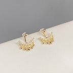 Geometric Meniscus Earrings made of Rhinestones and Pearls