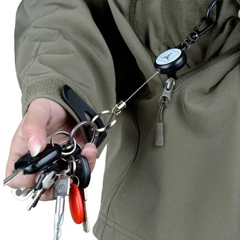 Keychain with retractable wire cable