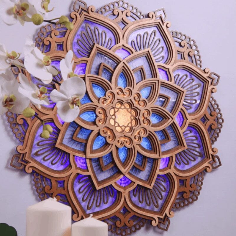 Handcrafted Mandala Wall Light made of Wood