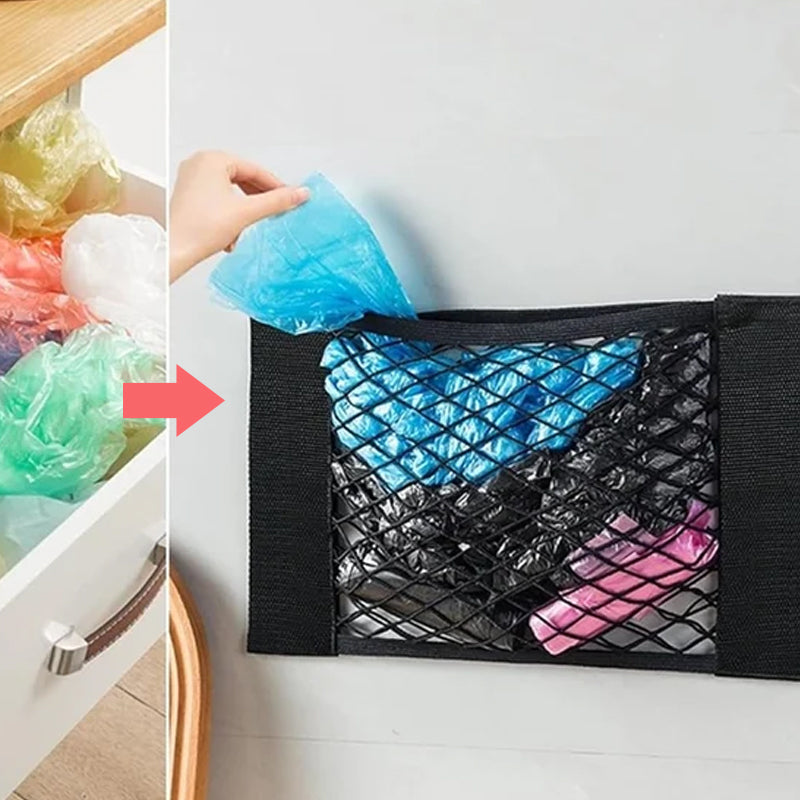 Plastic Bags Storage Net Bag (With Adhesive Tape)