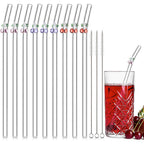 6 PCS Reusable Stained Glass Straws with Cleaning Brush