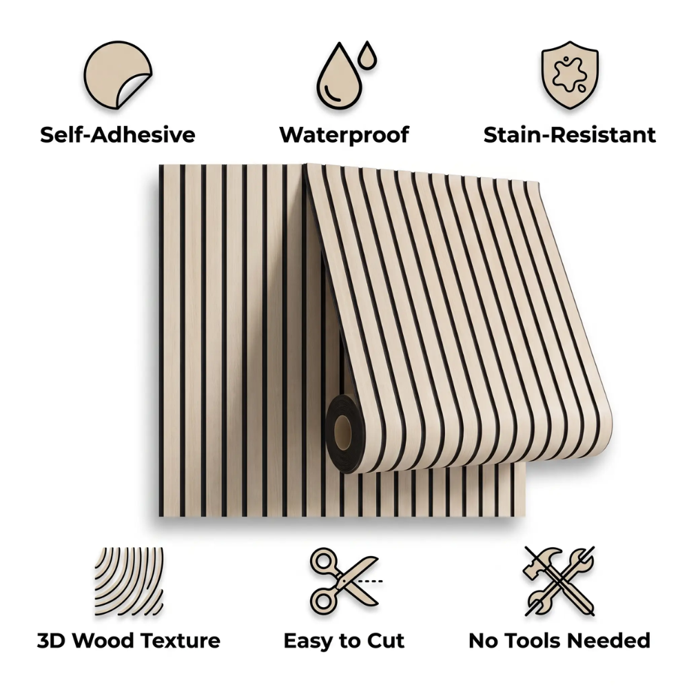 WoodLook Wall Panels – Self-Adhesive 3D PVC Wall Covering for Quick Living Effect