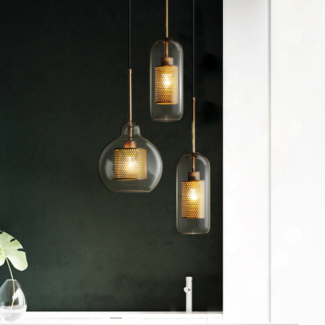 Design Pendant Lamp Dining Table Made of Glass