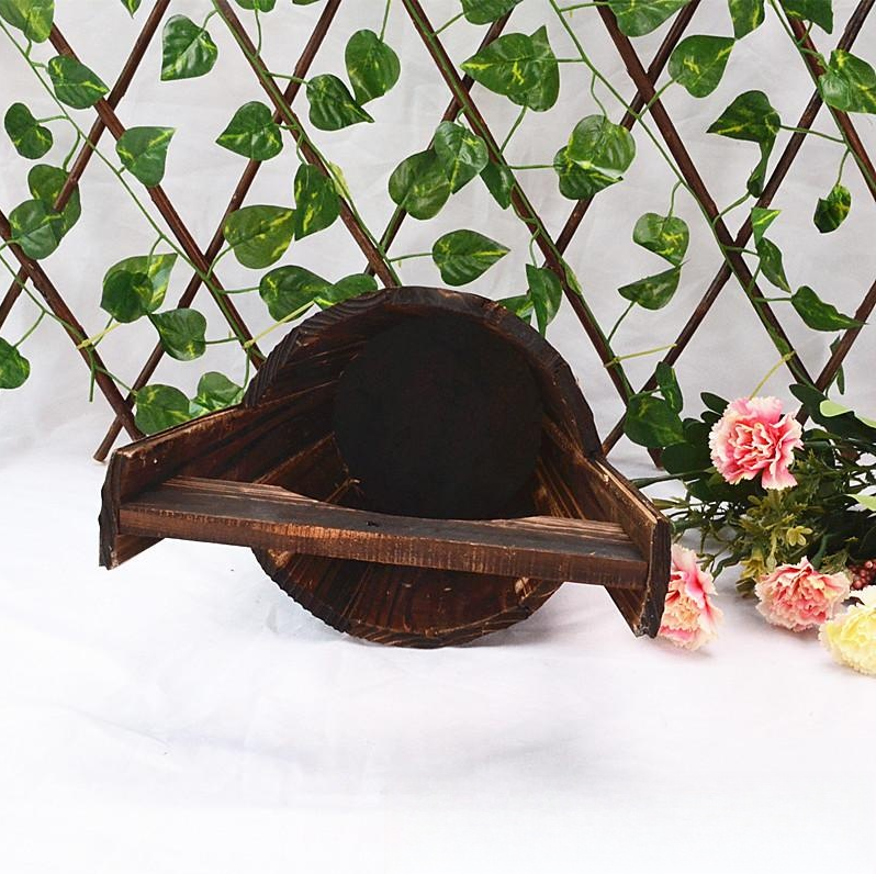 Wooden Bucket Planter in Barrel Design for Garden and Terrace – Decorative Flower Pots made of Wood
