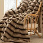 Ruched Faux Rabbit Fur Blanket