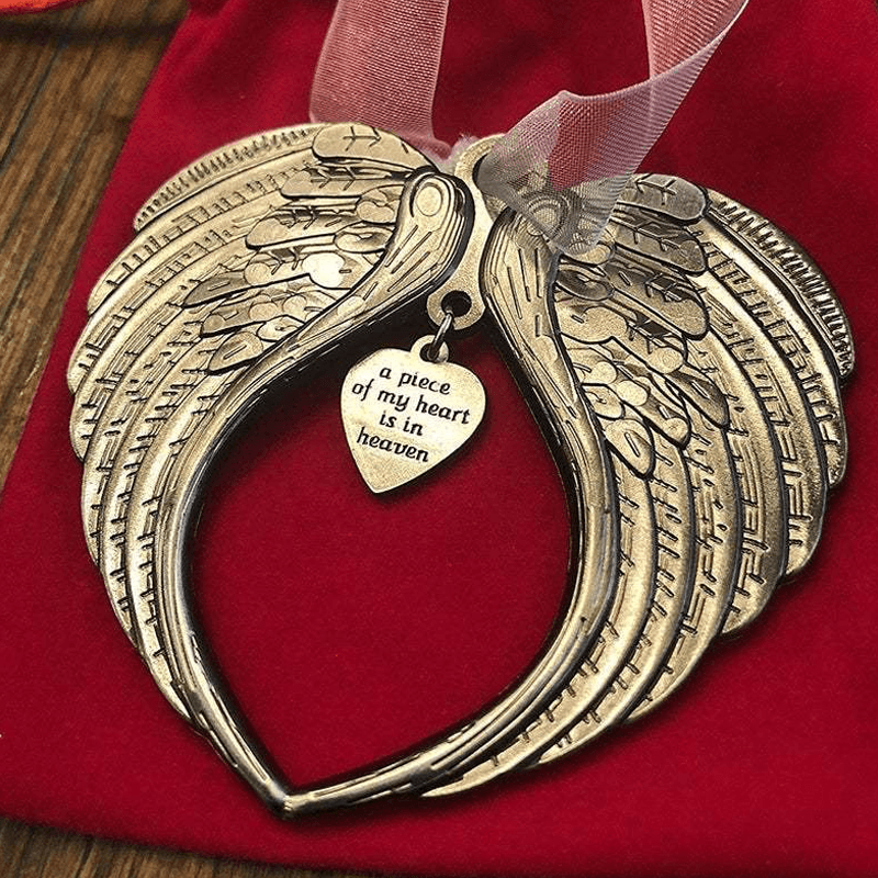 Christmas Tree Memorial Ornaments Angel Wings Bell Pendant Hanging Decoration