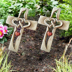 Hand-carved wooden cross - Intertwined hearts
