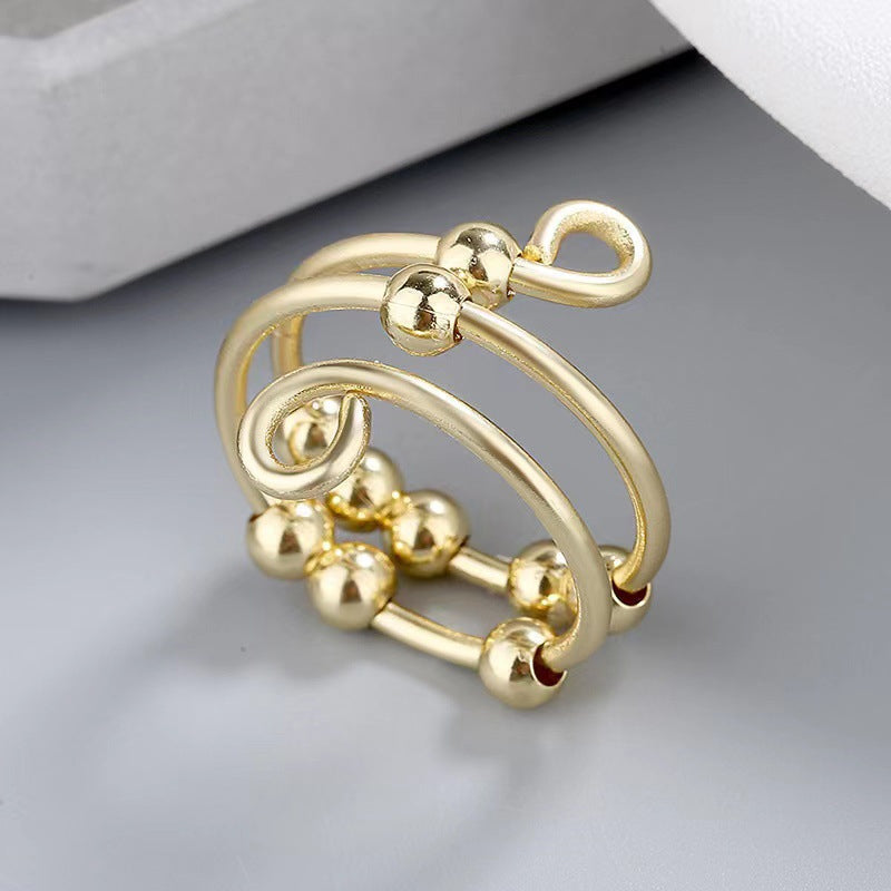 Distribute Your Fear Circle Beads Fidget Ring