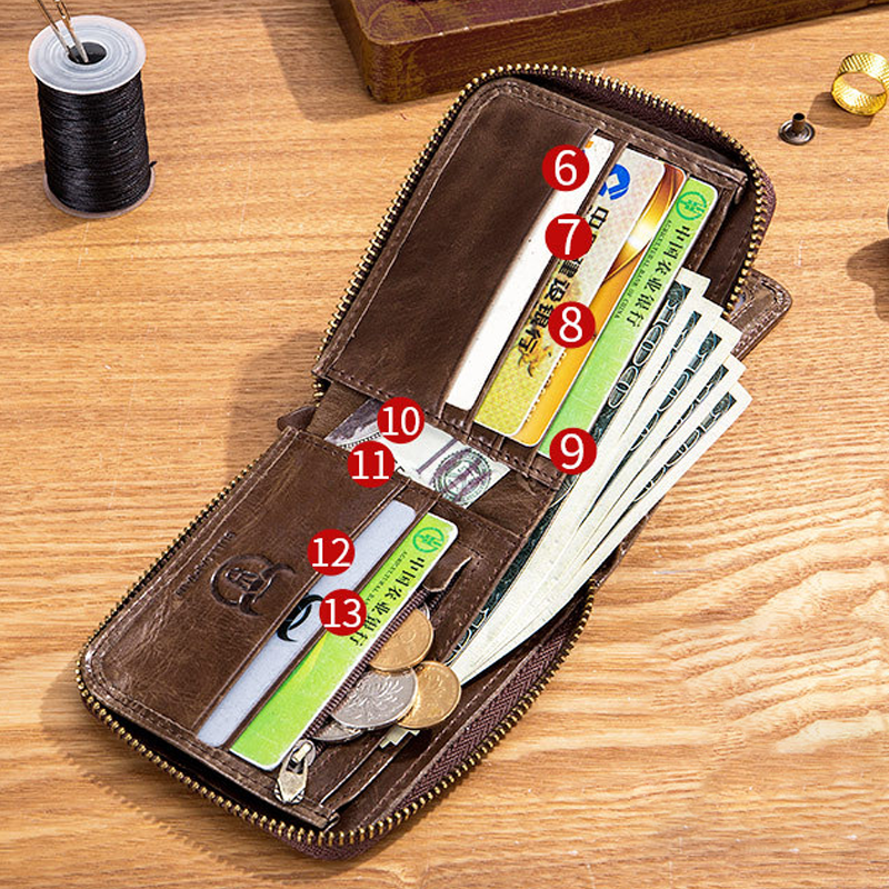 Multifunctional Anti-RFID Leather Wallet