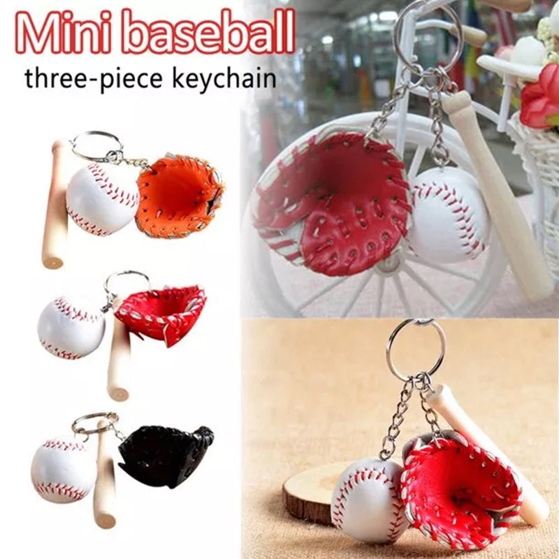 Mini Baseball Glove Set Charm Keychain