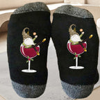 Christmas gnome wine glass unisex crew socks