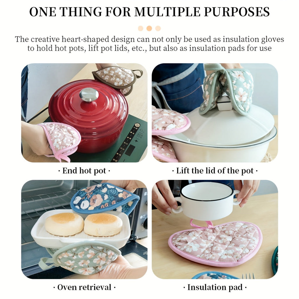 KeukenHart Heat Resistant Oven Mitt Set – Decorative Heart Shaped Grip Pads