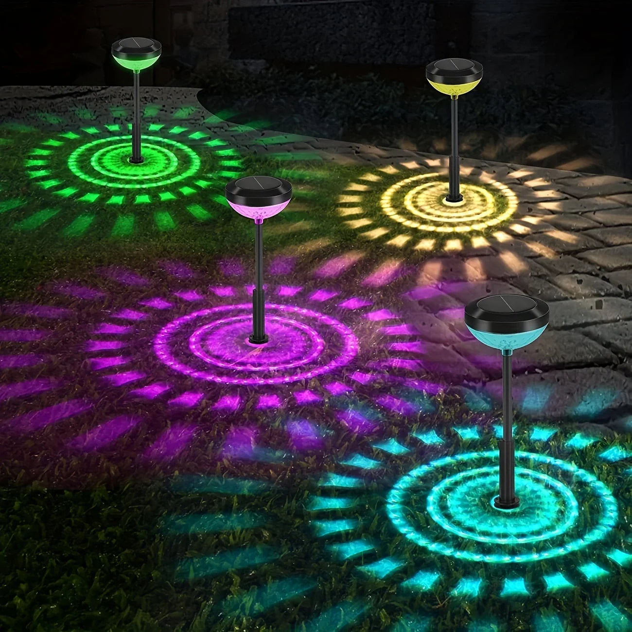 Solar Garden Lamp with Color Change – LED Garden Lighting for Outdoor Use with Flower Pattern