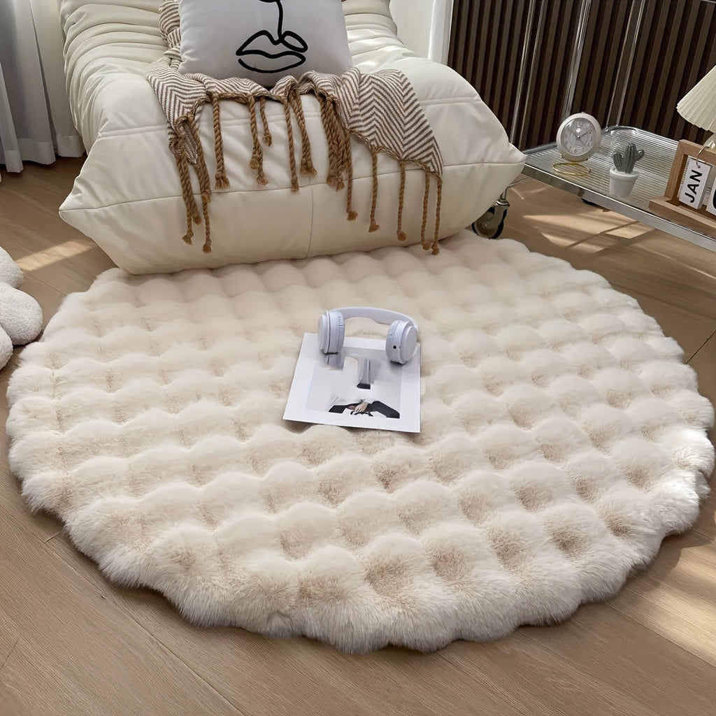 Round fluffy rug for stylish rooms – Soft rug for living room & bedroom