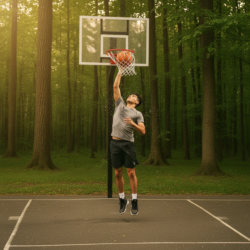 High-performance basketball net for outdoor