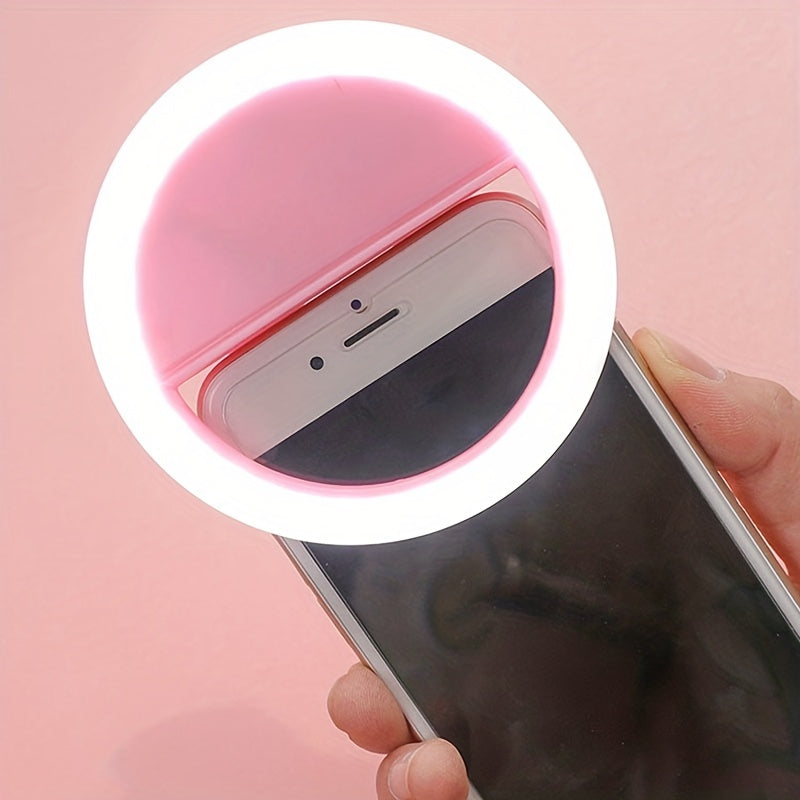 LED Selfie Ring Light with Rechargeable Battery - Perfect Circle Lighting for Makeup and Photography, Compatible with Phones and Computers