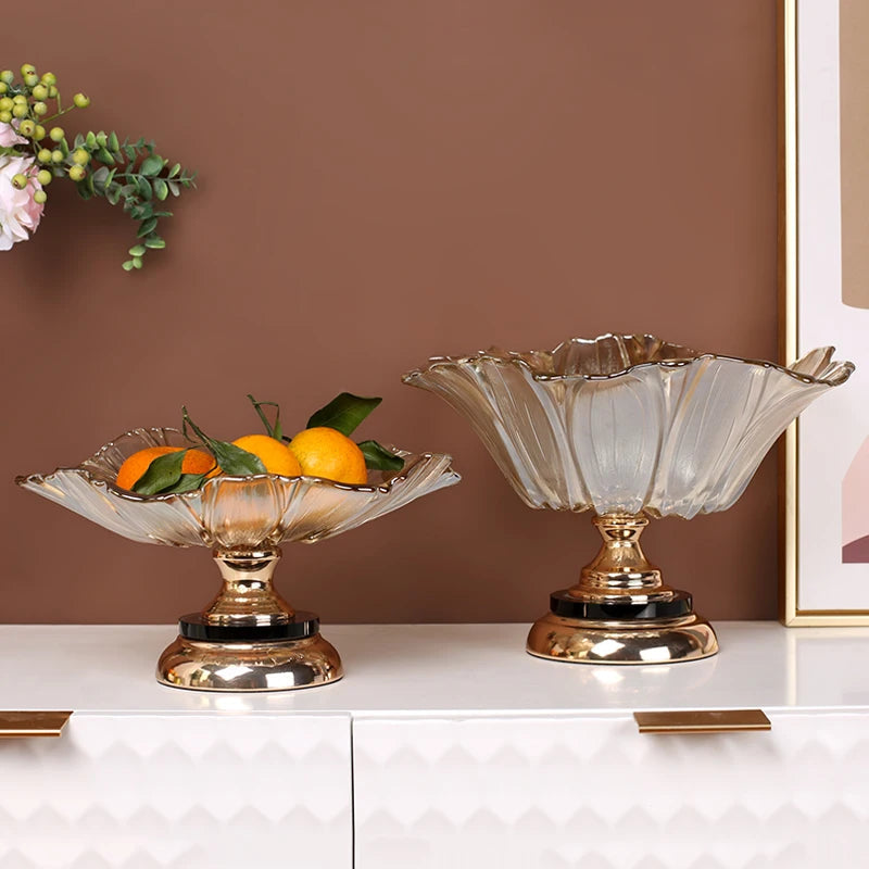 Nordic Vintage Amber Crystal Glass Tray