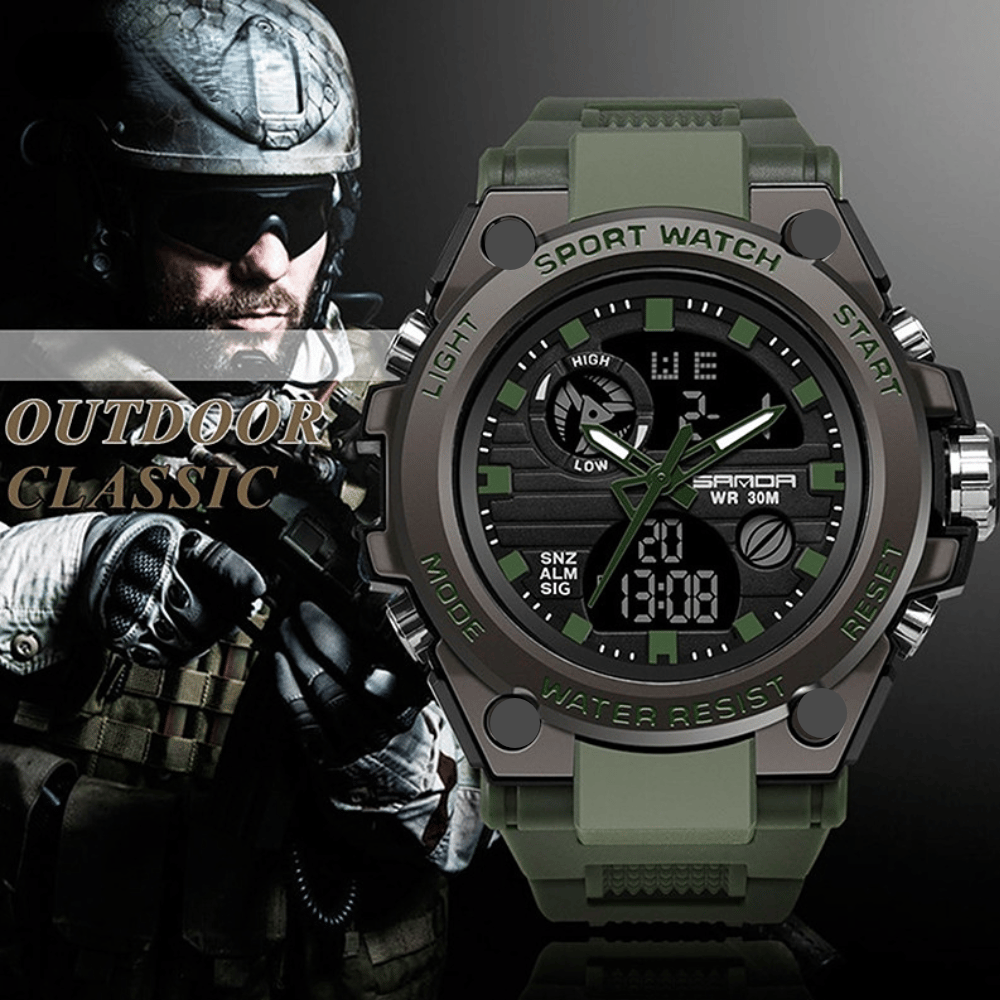 Sporty Dual-Display Mode Multifunctional Waterproof Luminous Men's Wristwatch