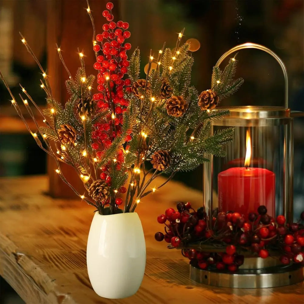 Battery-operated adjustable LED branch decoration string lights