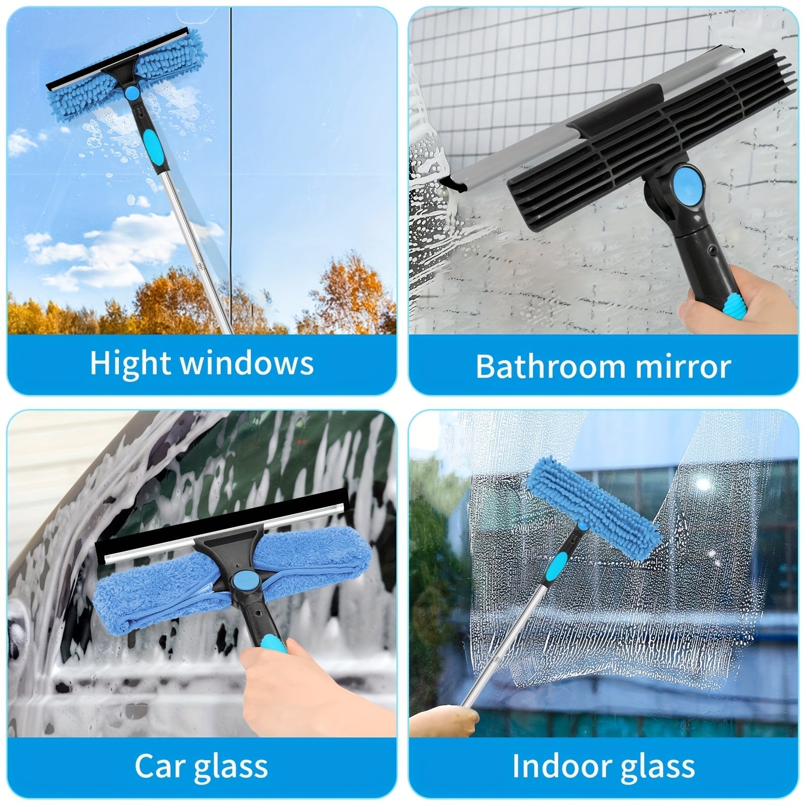 Crystal Clear Window Cleaner – Professional 2-in-1 Telescopic Window and Glass Cleaning System