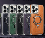 Luxury Leather Invisible Stand iPhone Case