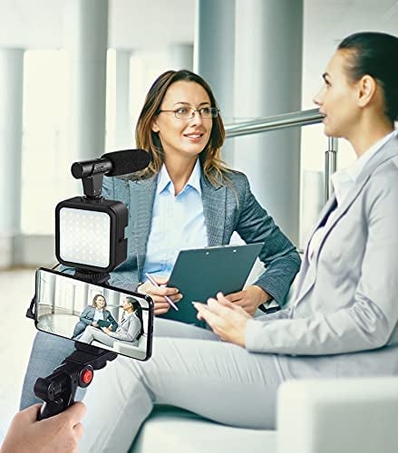 Professional Video Microphone Set with Tripod and LED Video Light