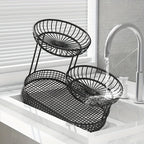 Elegant Multi-Tier Metal Fruit Basket - Golden Wire Oval Design | Perfect for Snacks, Cakes & Desserts | Ideal for Easter, Thanksgiving, Christmas Outdoor Celebrations, Outdoor Dining Accessory|Multitier Design|Sturdy Structure, Fruit Decor